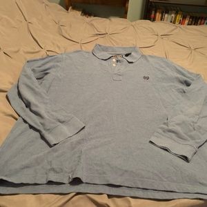 CHAPS MENS BLUE LS POLO. SIZE LARGE